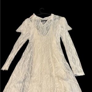 Free People White Lace Long Sleeve Dress
